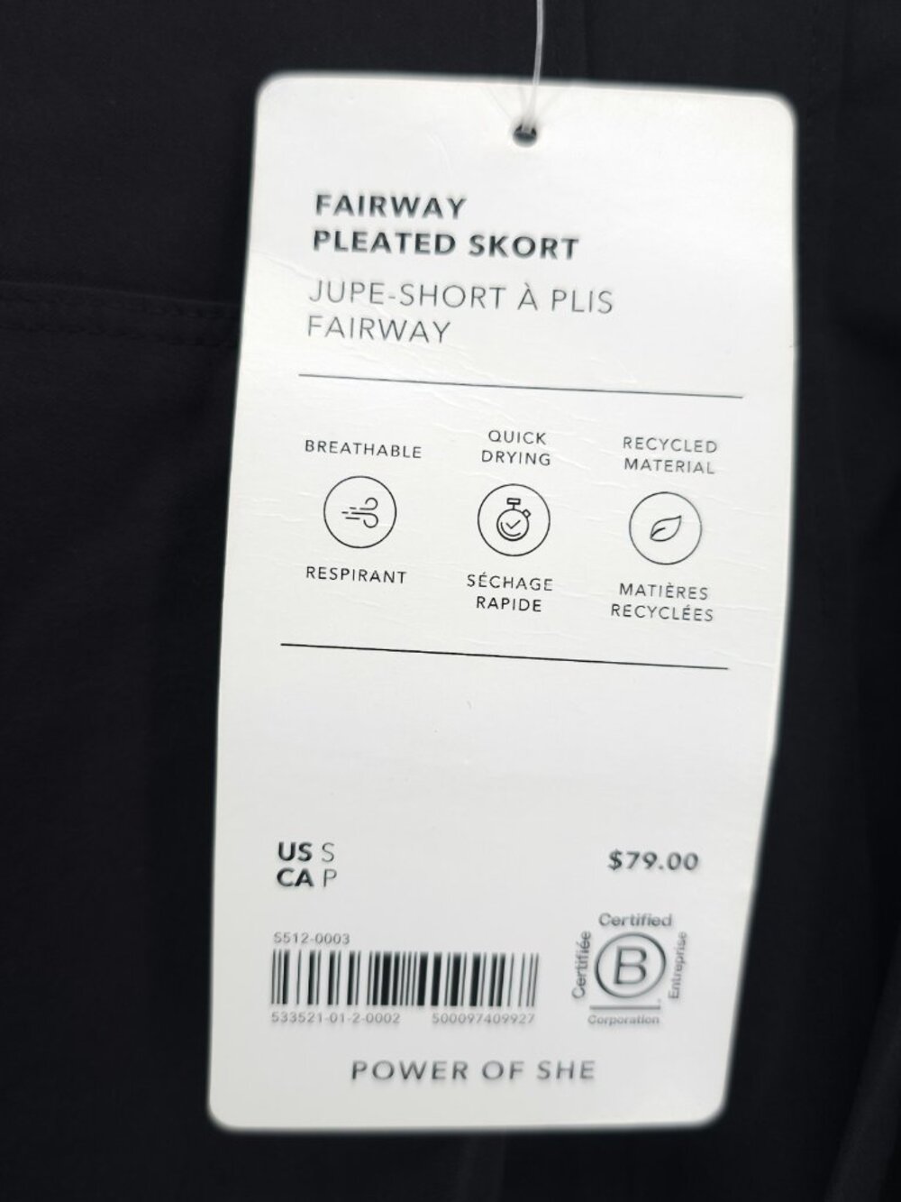 NWT ATHLETA Black Fairway Pleated Skort Size SMALL - Picture 4 of 8